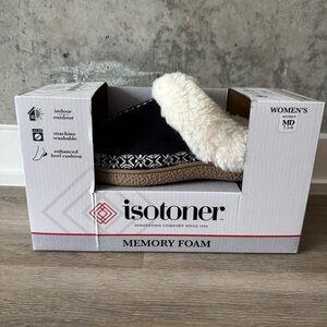 Isotoner Women's Black and White Memory Foam Slippers